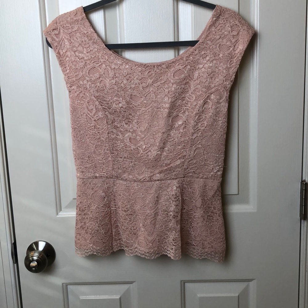 Forever 21 Pink Lace Peplum Top